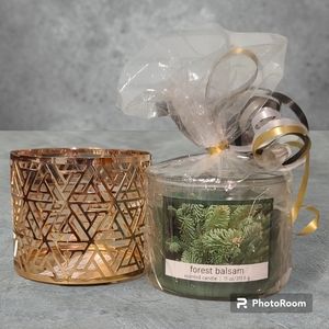 Brand New Forest Balsam Brand New In Wrapping 11 oz Gold Color Holder